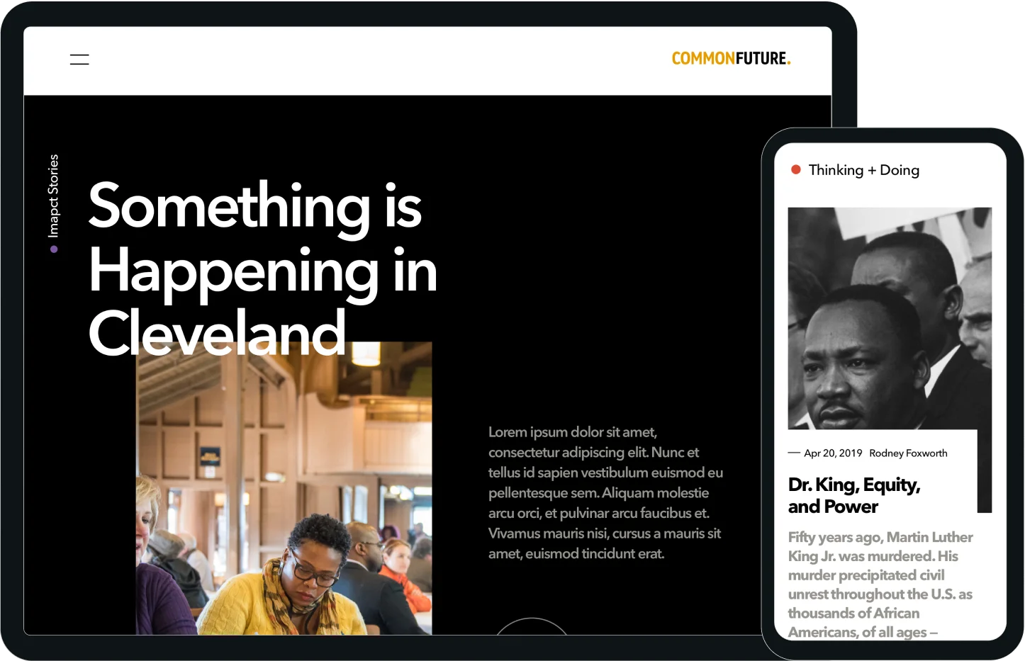 Screenshots of the Common Future website